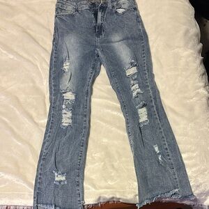 VIP Light Blue Distressed Flare Jeans